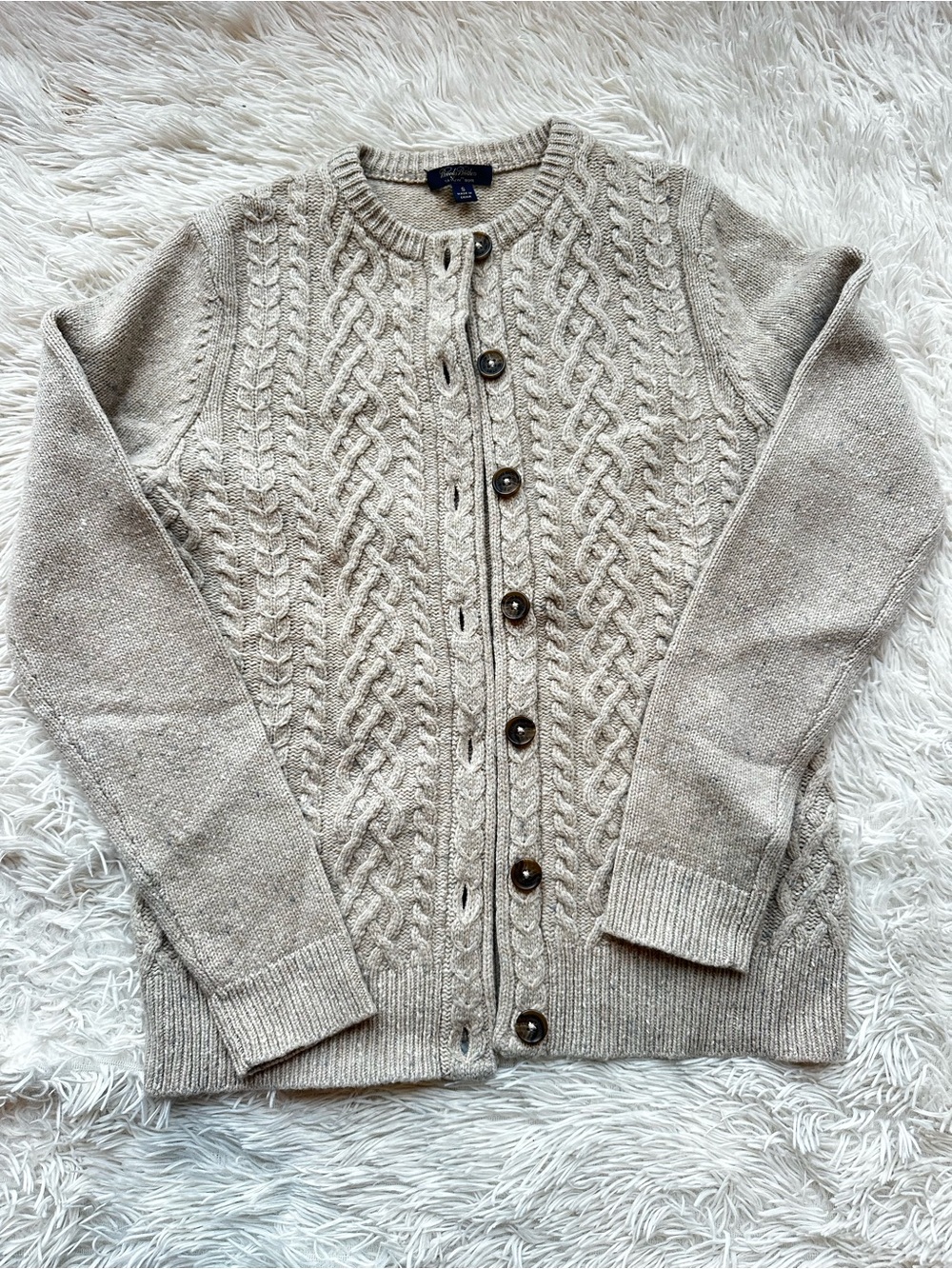 Brooks Brothers Cream Cable Knit Cardigan